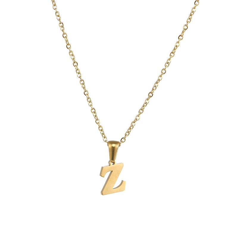 Gold color / 1 Piece Simple Series Simple Letter Z Stainless Steel 18K Gold Plated Women's Pendant Necklaces Picture26